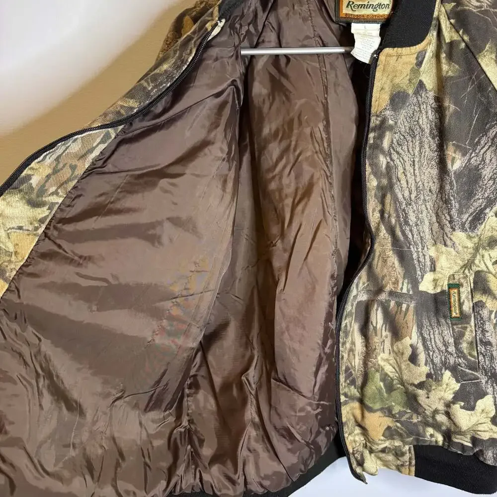 Vintage 90s Remington Camo Insulated Bomber Jacket Men's Size Large